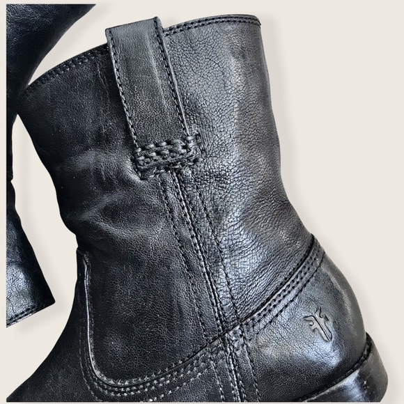 Frye Anna Shortie Black Leather Cute Casual Streetwear Pull On Ankle Booties - Picture 12 of 16